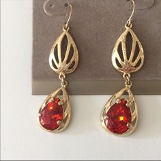 Nordstrom Gold Tone Drop Earrings With Gorgeous Hot Orange Crystal. The Color On These Is Outstanding (Similar To Hessonite Garnet) French Wire New With Tag Fire Earrings, Fire Jewelry, Nordstrom Jewelry, Hot Orange, Drop Earrings Gold, Orange Crystals, Hessonite Garnet, French Wire, Gold Orange