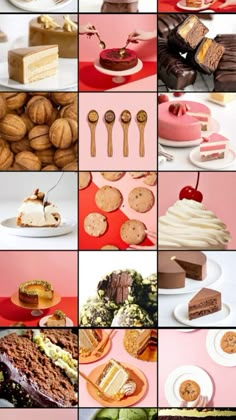 a collage of different types of desserts and pastries