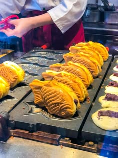 the waffles are being prepared in the kitchen for customers to enjoy their meal