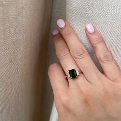 14k Green Tourmaline Diamond Ring – Rose & Choc Creative Engagement Rings, Gold Video, Green Tourmaline Ring, Agate Engagement Ring, Baguette Diamonds, Dream Engagement Rings, Rose Jewelry, Tourmaline Stone, Tourmaline Ring