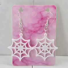 Spider web earrings!- 3d printed earrings! These earrings are designed and printed by me and my family. Made with hypoallergenic 925 plated silver hooks. Super lightweight earrings, weighing in at 0.1 oz Be sure to check out our other earrings! https://erraticandeccentric.etsy.com 3d Printing Earrings, 3d Print Earring, Polymer Clay Spider Earrings, 3d Printed Christmas Earrings, Spider Web Earrings Diy, 3d Printed Christmas, Spider Web Earrings, Printed Earrings, 3d Printed Earrings