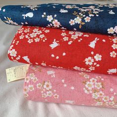 This delightful cotton fabric features an array of cherry blossoms and bunnies in a beautiful Japanese style. Perfect for quilting, apparel, and craft projects, this fabric is sure to bring a unique touch to any project! *Measurements: Width - approx. 110 cm Length - approx. 50 cm *If you order more than one piece, it will be cut as one continuous piece. *Material: 100% cotton fabric Made in Japan *This fabric may shrink the first time it's washed. Please consider ordering slightly more than what you need for your project. *Usage： Sewing Materials for Tote Bags/HandBags/Coin Purse... Curtain Quilting for Pillow Cover & Bed Cover Gifts Wrapping Wall Hanging Decoration Kids' Crafts Doll Making Hat Making & Hair Crafts ... *Shipping: Ready to Ship from Shanghai, China. *Payment: We only accep Japanese Floral Fabric, Traditional Japanese Fabric Patterns, Geisha Kimono Pattern With Butterflies, Cute Bunnies, Japanese Fabric Prints Cherry Blossoms, Japanese Fabric Prints Vintage Kimono, Style Japonais, Sewing Material, Shanghai China