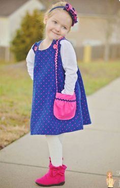 Reversible Aline Jumper Dress Pattern - Easy Easter Dress Pattern - PDF Sewing Pattern 6 Mos. - 6  C A Line Dress Pattern, Jumper Dress Pattern, Easy Sew Dress, Girls Pinafore, Jumper Patterns, Kids Jumpers, Romper Pattern, Reversible Dress, Girl Dress Patterns