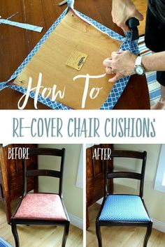 how to re - cover chair cushions before and after