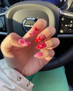 Mix Match Valentines Day Nails, Trending Valentines Nails, Non Traditional Valentines Nails, Alternative Valentines Nails, Edgy Valentines Nails, Pink And Red Nail Designs, Valentines Nails Almond, Short Summer Nails 2023