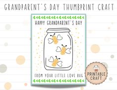 a card with the words grandparents's day thumbprint craft on it and an image of