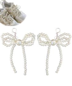 PRICES MAY VARY. 【PEARL SHOELACE CHARMS】With embellishments combination of pearl beaded, this fashion bowknot shoes decoration decor and upgrade your footwear (sneakers, flats, pumps, sandals, boots, etc.) and sccessory, making them fancy and inimitable. Each unique design charm perfect for any standard size shoelaces or small holes and avoid fall off when walking. 【Wide Applications】The fashion cute shoe decoration charms are multifunctional and suitable for any with laces and small holes, roll Shoelace Charms, Casual Pearls, Bowknot Shoes, Shoes Decoration, Diy Shoe, Shoe Decoration, Beaded Crafts, Bow Shoes, Decorated Shoes