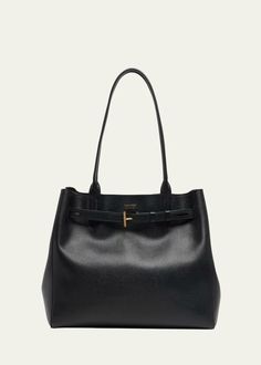 TOM FORD Audrey Medium Tote Bag in Grain Leather - Bergdorf Goodman Leather Toms, Brand Name Bags, Tom Ford Bag, Black Toms, Travel Size Perfume, Medium Tote Bag, Bags And Purses, Womens Designer Handbags, Medium Tote