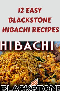 black stone hibashi recipe with text overlaying the image and below it