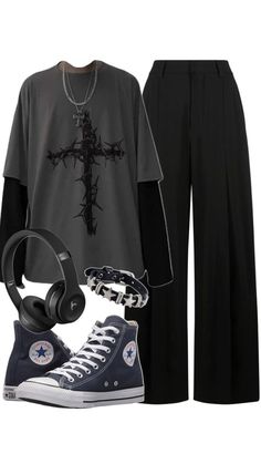 Aesthetic Clothes Tomboy, K Pop Clothes, Grunge Diy, Baggy Outfit Ideas, Outfits For Men, Gothic Grunge, Baggy Clothes, Tomboy Outfits