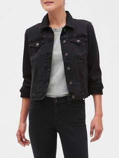 Denim Jackets For Women, Black Cropped Jacket, Autumn Fits, Banana Republic Factory, Denim Jackets, Modern Outfits, Shoes And Accessories, Crop Jacket