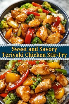 two bowls filled with stir fry chicken and broccoli