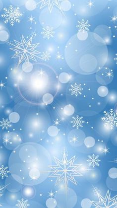 snowflakes and stars on a blue background