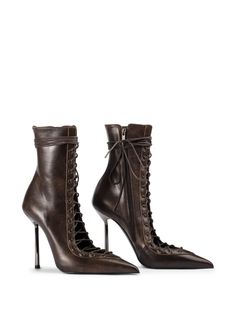 Find LE SILLA 120mm Colette Ankle Boots on Editorialist. chocolate brown nappa leather high stiletto heel ankle-length front lace-up fastening pointed toe Clear Heel Boots, Ankle Boots Brown, Kitten Heel Boots, Metallic Boots, Glitter Boots, Thigh High Boots Heels, Green Heels, T Strap Heels, Chunky Heels Boots