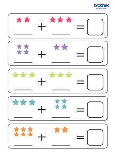 addition worksheet for kids with stars and numbers on the top, including one