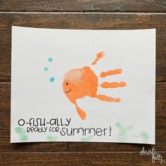 an orange handprint on white paper that says o - actually pray for summer