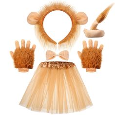 PRICES MAY VARY. Gold Halloween Lion Costume Set: this Halloween lion costume set includes the accessories you need including 1 lion headband, 1 pair of gloves, 1 lion tail, 1 bow tie, and 1 golden tutu skirt to fulfill your playful cosplay needs, ideal for various party themed events; Wash before use to avoid odors you don't like Universal Size: with a simple design, this animal fancy costume kit is ideal for quick dress up, making it an ideal option for last minute plans; The Halloween lion ac Lion Halloween Costume Women, Nala Costume, Animal Costumes For Girls, Lion Costume Women, Lion Headband, Lion Costumes, Animal Ears Headband, Lion Tail, Lion Halloween Costume