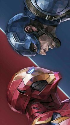 iron man and captain america in low poly art