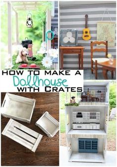 how to make a dollhouse with crates and other things in the house for kids