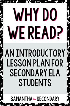 the cover of why do we read? an instruction lesson for secondary - level students