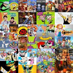 many different cartoon characters are grouped together in this collage, including one with the same character