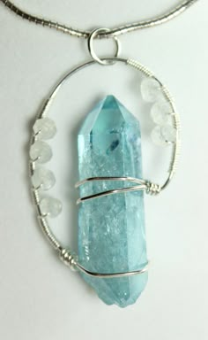 Aqua Aura Quartz, Aqua Aura, Wire Wrapping Crystals, Sterling Silver Wire Wrap, Work Jewelry, Aura Quartz, Bijoux Diy