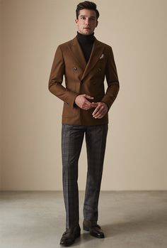 How To Wear A Double-Breasted Jacket In 5 Killer Looks | FashionBeans Brown Suit, Jeans Brown, Dress Suits For Men, Mens Outfit Inspiration