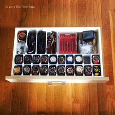 Watch Storage Ideas, Watch Organizer Diy, Watch Storage Diy, Watch Drawer, Foam Pipe Insulation, Diy Watch, Watch Boxes