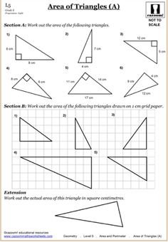 the area of triangles worksheet for students to practice their triangles and angles