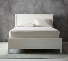 Clara Bed | Wooden Beds | Pottery Barn White Wooden Bed, Pottery Barn Bedding, Dresser Set, White Headboard, Dresser Sets, Bed Headboard, Unique Beds, Wooden Bed Frames, Wood Beds