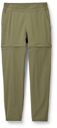 the back view of a women's hiking pants