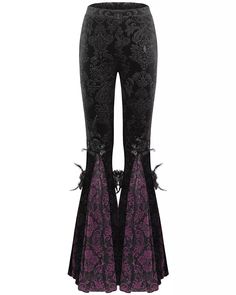 Eva Lady Womens Baroque Velvet Damask Lace Flared Leggings - Black Purple.  "This pin contains affiliate links, which means I may earn a commission at no cost to you extra for you". 
 #affiliate #advertising"