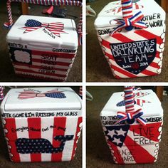 bowtastic • all-american cooler! Sorority Coolers, Fraternity Coolers, Coolest Cooler, Frat Coolers, Cooler Painting, Little Sister Gifts, Sorority Sugar, Beer Pong Tables, I Cool