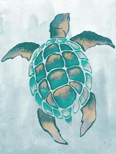 a painting of a sea turtle painted on the side of a wall