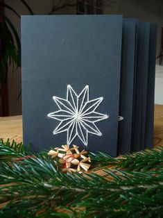 an open book sitting on top of a wooden table next to pine cones and needles