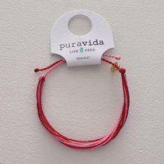 Nwt Adjustable Bracelet Pink Puravida Bracelets, Pura Vida Bracelets Braided, Red Pura Vida Bracelet, Pura Vida White Bracelet, Jewelry Pura Vida, Pura Vida Bracelets Dreaming Outloud Set, Pura Vida Jewelry, Pura Vida Bracelets, Free Bracelet