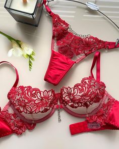 Red Lingerie Set Classy - Lace Floral Bra and Panty Set - Garter Belt Full Lingerie Set - Christmas Gift for Girlfriend or Wife Christmas Gift For Girlfriend, Christmas Lingerie, Bra And Panty Set, Floral Bra, Christmas Gifts For Girlfriend, Lingerie Sets, Red Lingerie, Silk Embroidery, Gift For Girlfriend