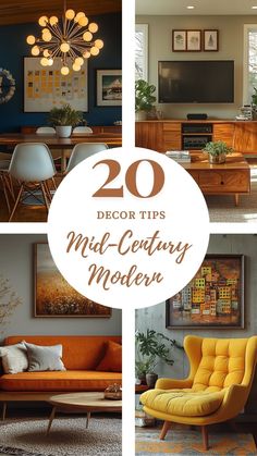 How to Incorporate Mid-Century Modern into Your Decor Mid Century Modern Living Room Brown Couch, Mid Century Modern Restaurant Design, Retro Neutral Aesthetic, Bohemian Mid Century Modern Living Room, Mid Century Modern Music Room, Southwest Mid Century Modern, Rust Decor, Midcentury Modern Office, Mid Century Color Palette