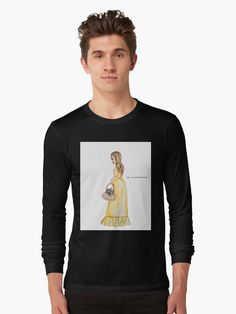 Classic black long sleeve shirt with fashion art. Black shirt for fall. Fall fashion t shirt with long sleeves. Cute shirt for girls. Black sleepwear for girls. Shirt for a casual outfit. Shirt for school. #fashion #top #yellow #black #redbubble Black Sleepwear, Girls Shirt, Fashion T Shirt, Girls Black