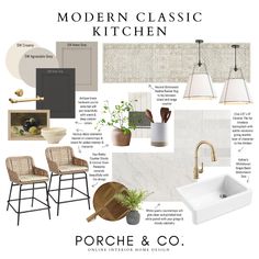 the interior design board for modern classic kitchen