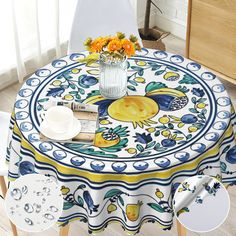 PRICES MAY VARY. Gorgeous Floral Designs: This floral tablecloth is printed with beautiful colorful detailed pattern, which will brighten up your dining room, living room and patio, bringing a refreshing touch. Note: the back of the tablecloth is white. Premium Material: This 60 by 60-inch table cloth is made of high quality 100% polyester woven silky satin fabric, which is wrinkle-free, stain resistant, water repellent and long-lasting. Colors won't fade thanks to new digital printing methods. Patio Indoor, Round Table Cloth, Outdoor Tablecloth, Dinner Room, Flower Circle, Floral Tablecloth, Summer Tables, Mantel Redondo, Kitchen Dinning