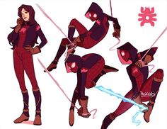 the concept art for spider - man into the spider - verse is shown in three different poses