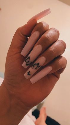 Long Nails Square, Mani And Pedi, Ballerina Acrylic Nails, Acrylic Nails Nude, Acrylic Butterfly, Tapered Square Nails, Butterfly Nails, Brunette Blonde, Blue Acrylic Nails