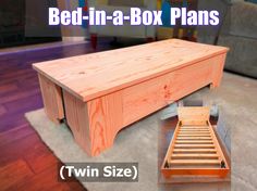 a bed - in - a - box plans is shown with the bottom section open