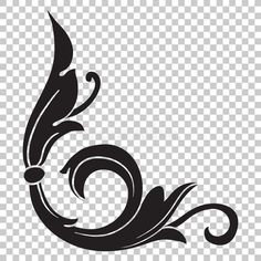 a black and white design with swirls on the bottom, which has been drawn in an