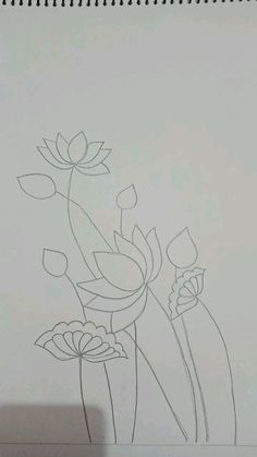 a drawing of flowers on a sheet of paper