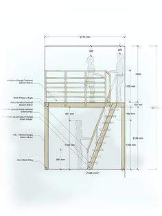 a drawing of a stair case with measurements