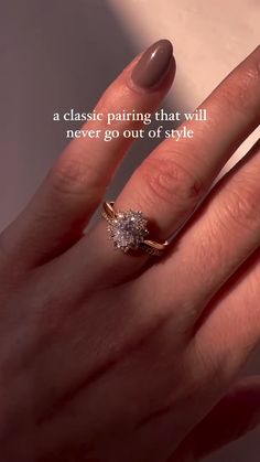 a woman's hand with a ring on it and the words, a classe pointing that will never go out of style