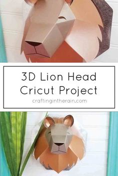 the 3d lion head is made out of paper