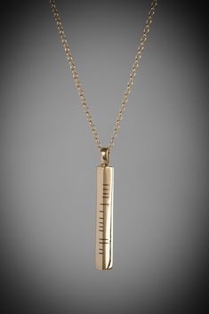 a thermometer necklace on a chain with a pendant attached to it's neck